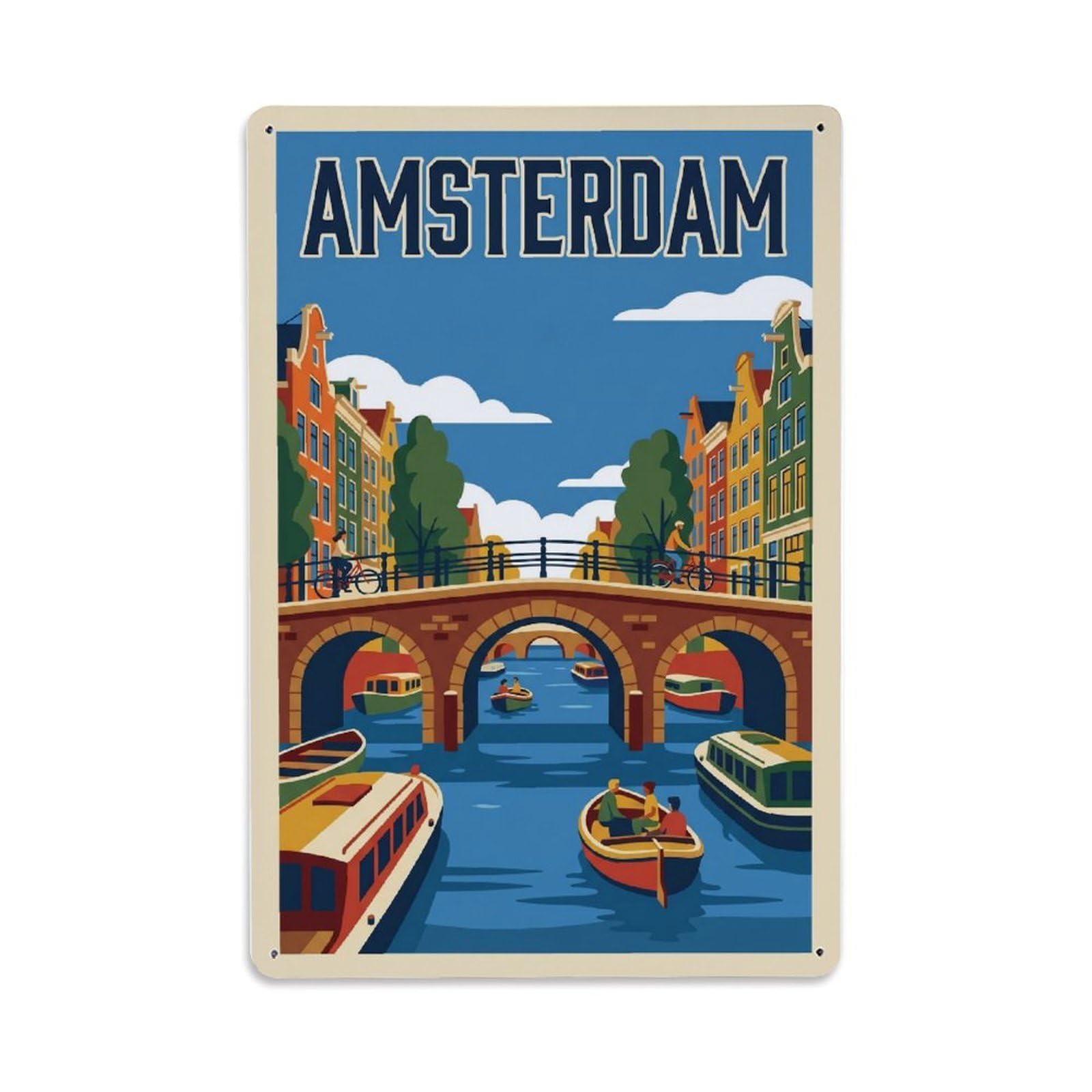 Vintage Travel Viaduct Netherlands Bridge（1） Metal Tin Sign Plaque Wall Decor for Cafe, Club Bar, Office, Home Garden Metal Poster 8x12Inch