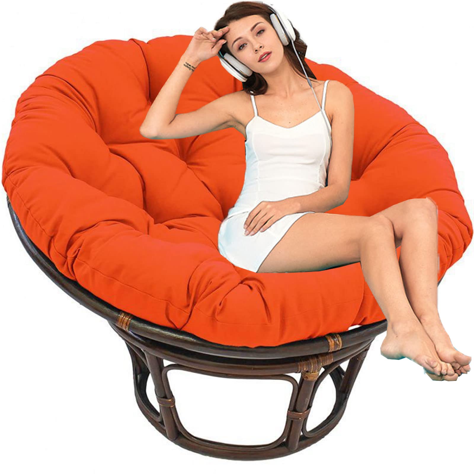 Kumiao F Waterproo Round Papasan Chair Cushion - Large Overstuffed Seat Cushion Or Indoor And Outdoor Use - Ultimate Comfort And Style Or Rocking Chairs