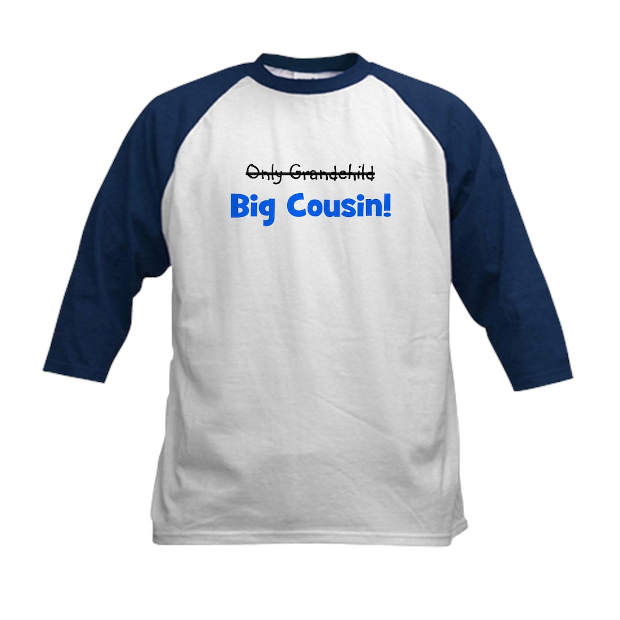 CafePress Big Cousin (Only Grandchild) Kids Baseball Jersey Kids Cotton Baseball Jersey, 3/4 Raglan Sleeve Shirt Navy/White