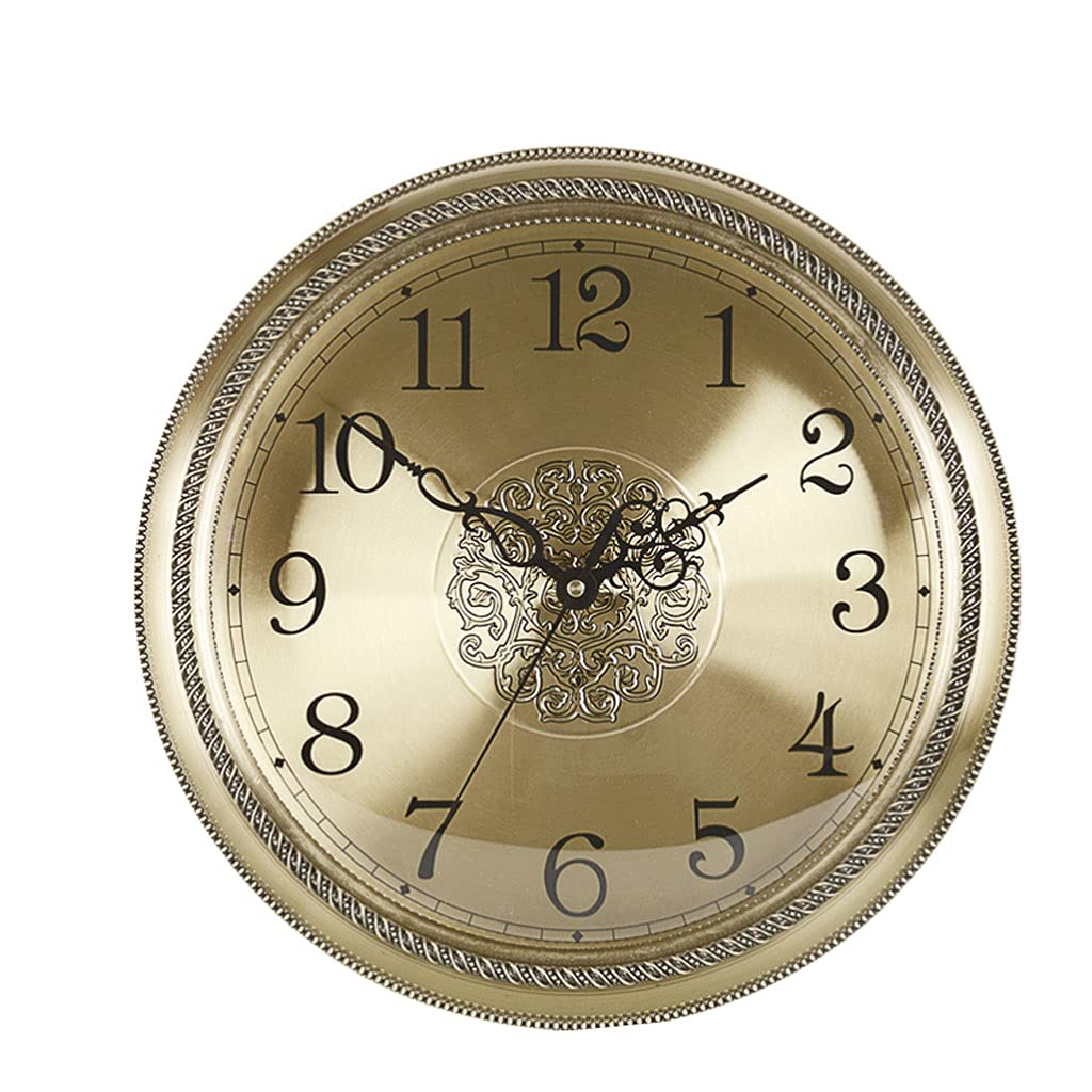 Sjdopulse B Type Alloy Wall Clock Luxury Pure Copper/Alloy Metal Wall Clock 16 Inch Non-Ticking Wall Clock Silent Battery Operated Round Wall Clock Wall Clock Decor