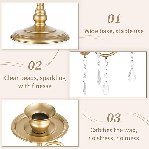 Miniatura 6 de Sziqiqi Centro de mesa de candelabro de boda Candelabros de 5 brazos para candelabros - Juego de 2 candelabros dorados para Navidad, compromiso,