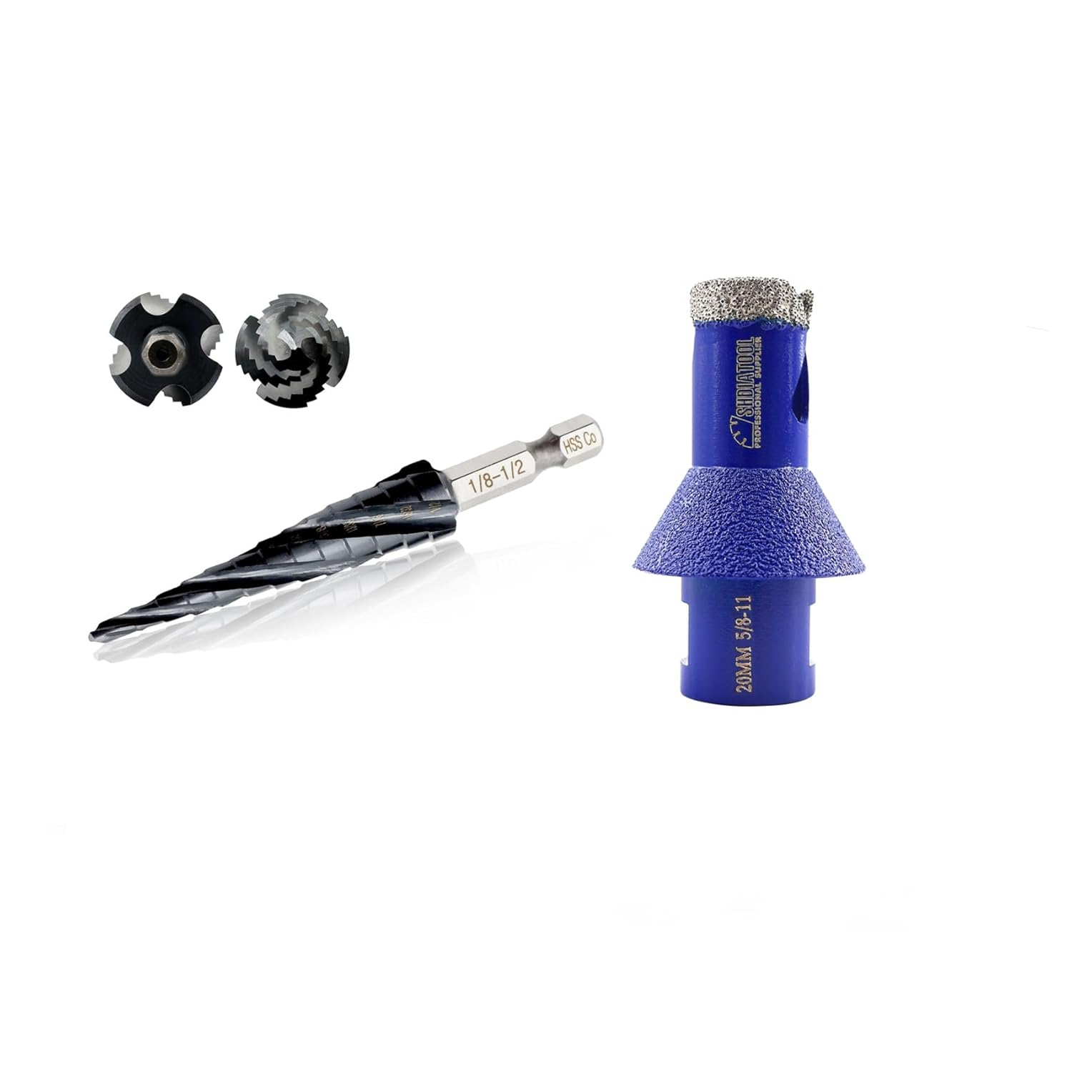 Step Drill Bit 1/8"-1/2",13 Steps Size Four Spiral Flute M35 Cobalt Step Core Bit with 1/4" Quick-fit Hexagon Shank Hole Saw for Metal,Stainless Steel,Aluminum,Wood, Plastic Copper