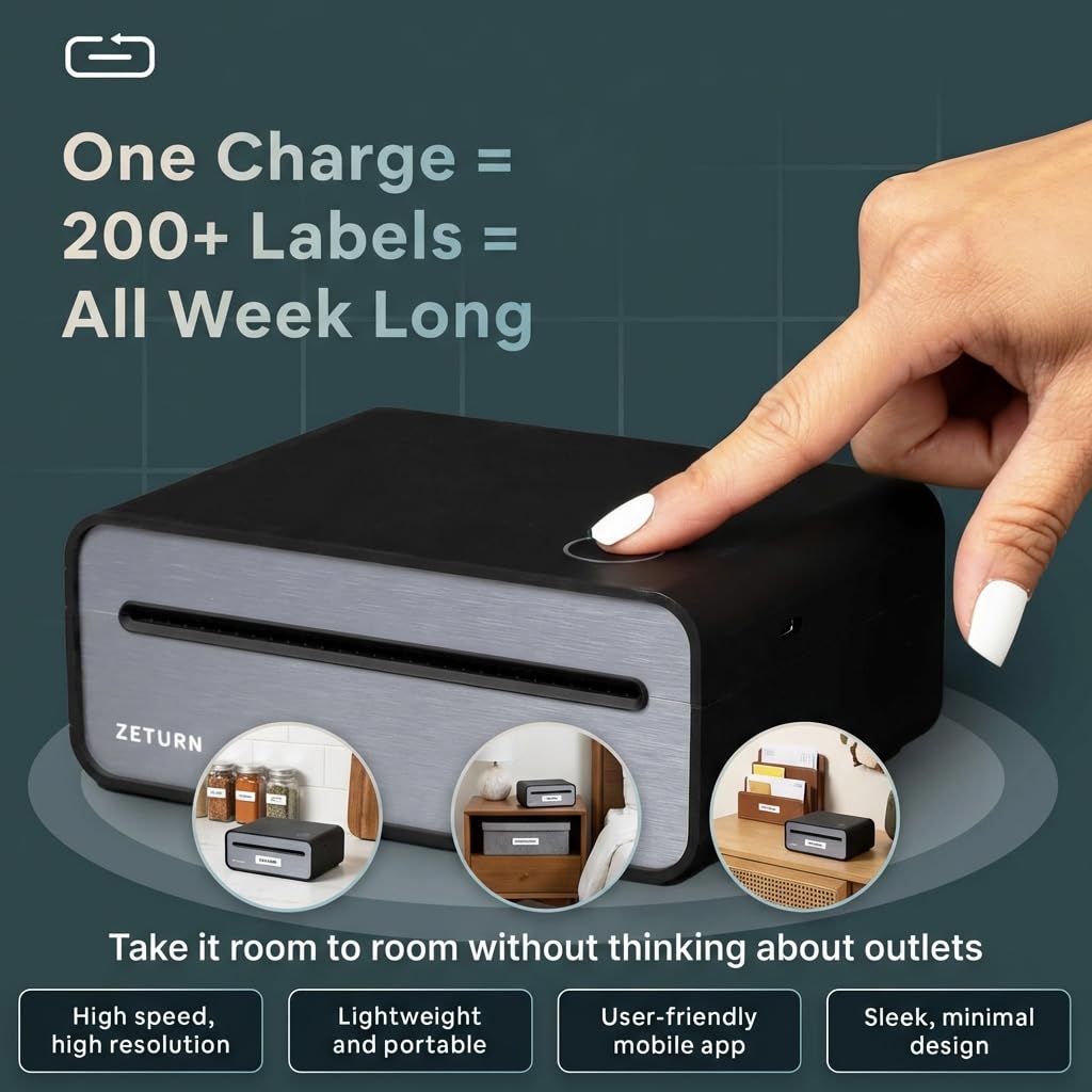 4x6 Thermal Shipping Label Printer - Wireless Bluetooth, Rechargeable Battery, No Ink Needed - for iPhone, Android, Home — view 8