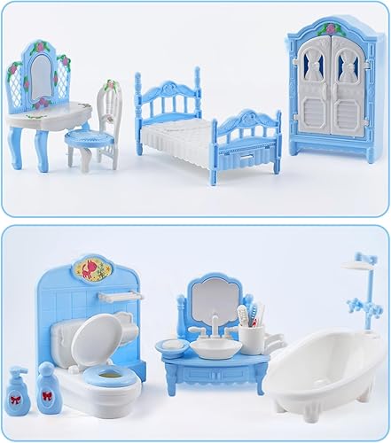 Miniatura 27 de Juego de 35 piezas de accesorios de muebles para casa de muñecas, muebles para casa de muñecas pequeña, muebles en miniatura, accesorios para casa