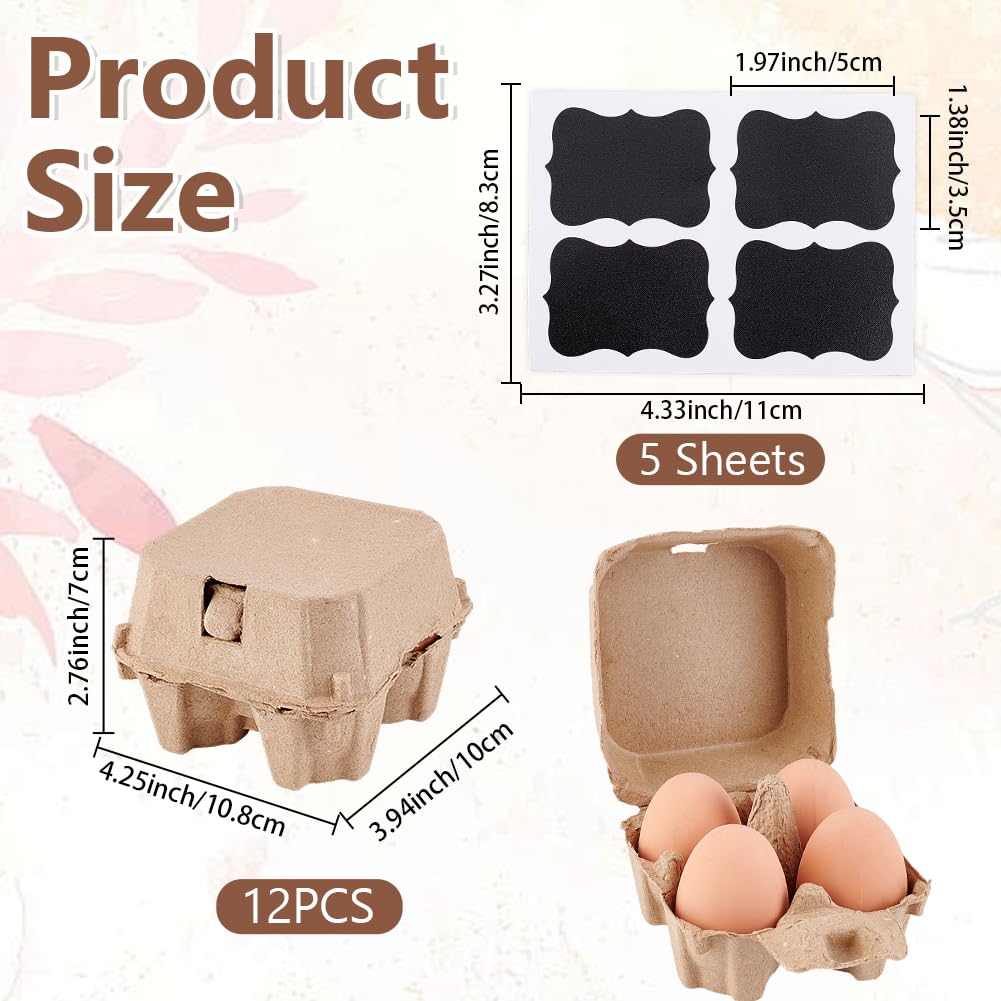CREATCABIN 12Pcs Cartoni Uova 4 Conteggio Riutilizzabile Portauova Carta