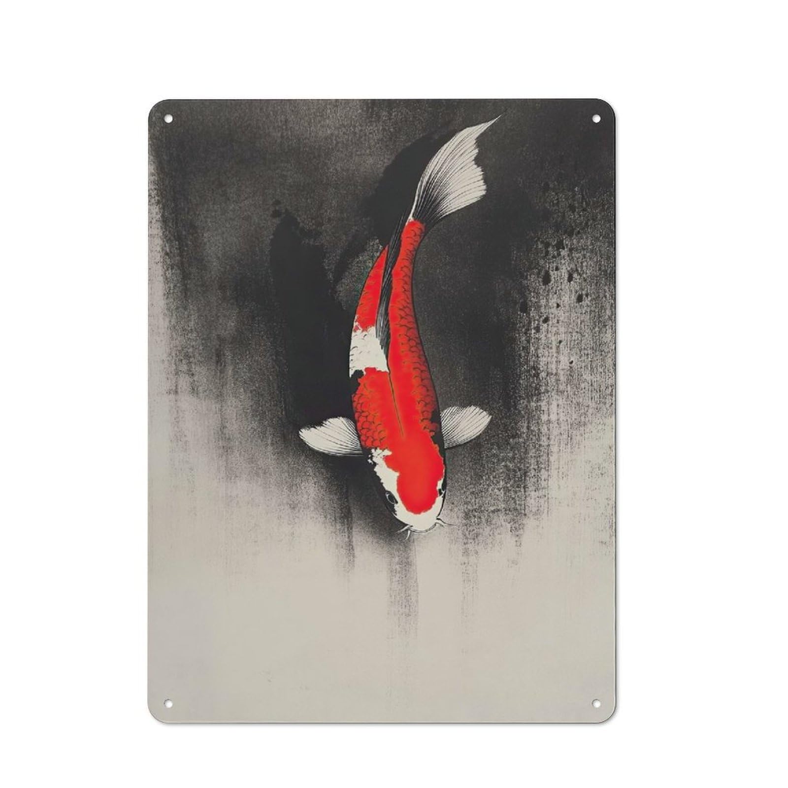Junmoney Koi Fish Painting Cafe Style Metal Wall Decor 40X30cm, Vintage Metal Sign For Takeaway, Bar, Kitchen Or Counter Area