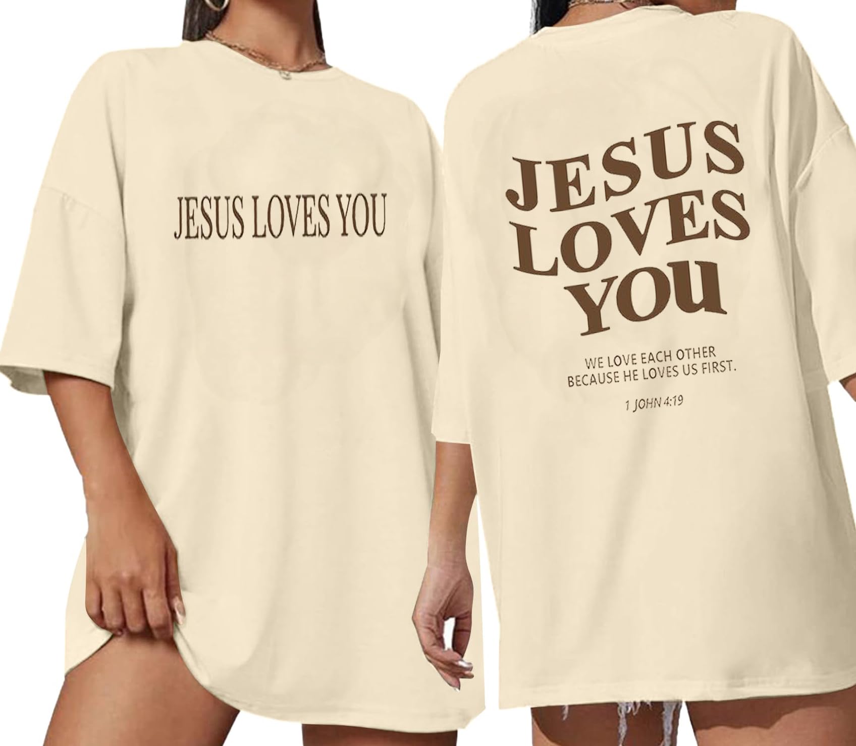 Camiseta feminina cristã grande Jesus Love You com versículo