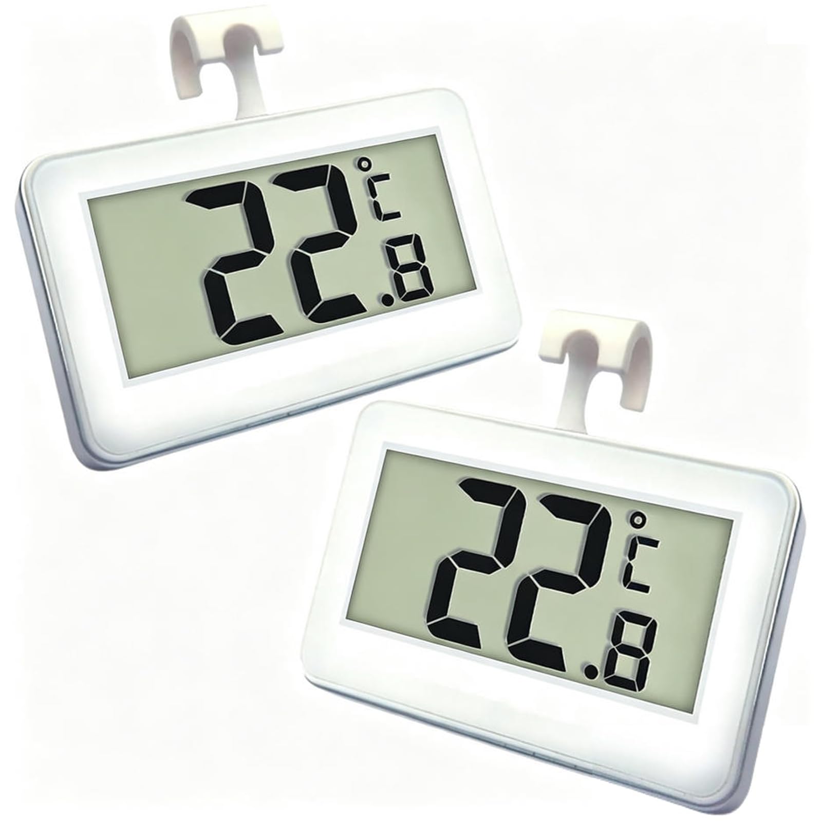 Fridge Thermometer Digital Refrigerator Thermometer Suplong 2 Sets Digital Waterproof Fridge Freezer Thermometer With Easy to Read LCD Display (White-2)
