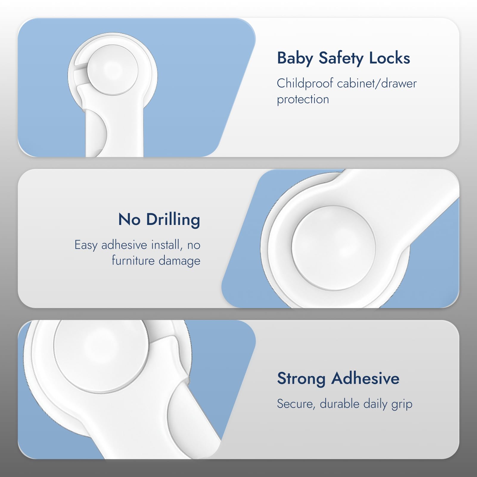 12pcs Securite Placard Enfant, Bloque Porte BéBé, Bloque-Portes, 9,5×3,7cm, Protection BéBé pour Placards, RéFrigéRateurs et FenêTres, Installation Facile Sans PerçAge, Durable et SûR