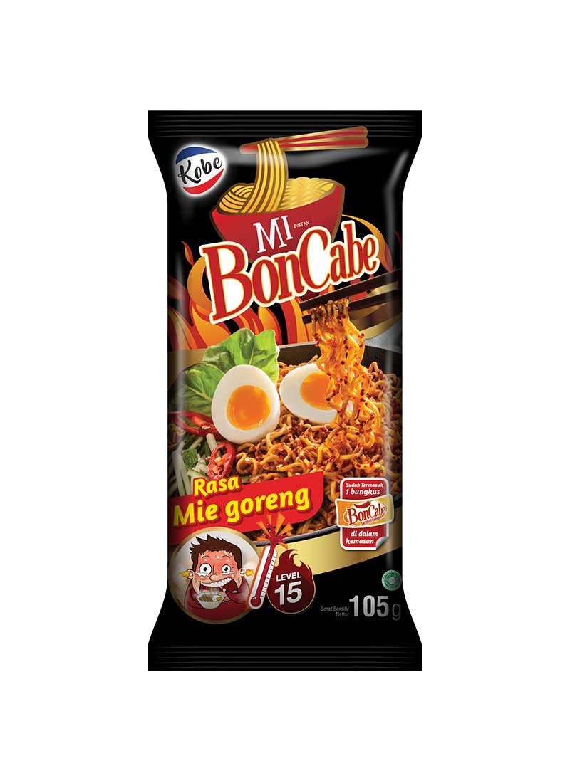 Kobe Bon Cabe Fried Noodle Instant Mie Goreng, 105 Gram (3 Pack)