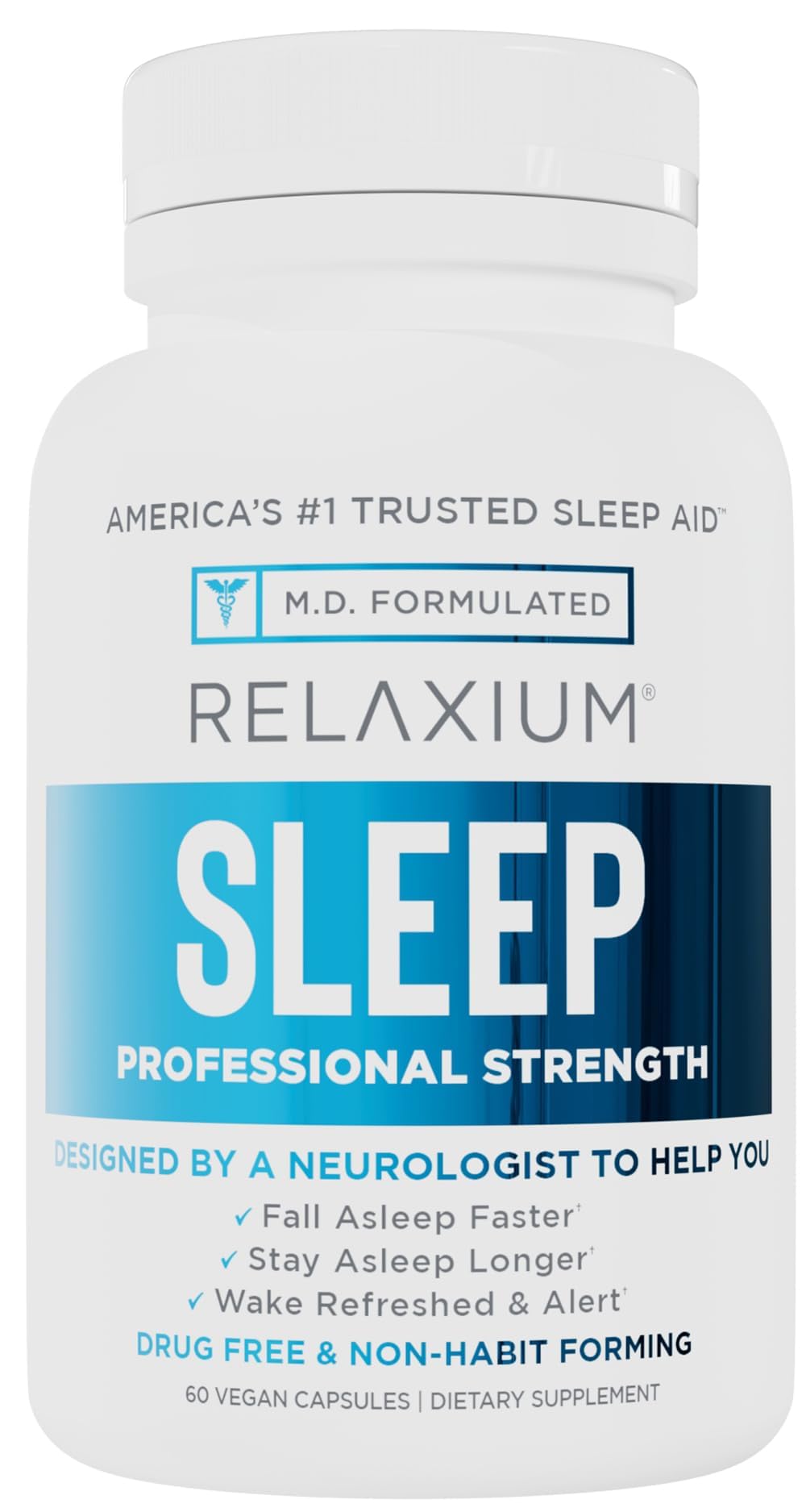 Relaxium Natural Sleep Aid | Non-Habit Forming | Sleep Supplement for Longer Sleep & Stress Relief w/Magnesium, Melatonin, GABA, Chamomile, & Valerian