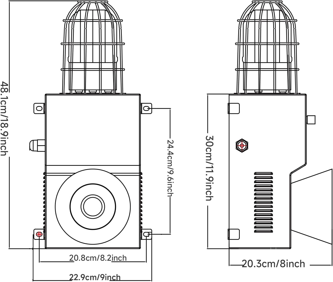Industrial Siren Alarm 130db IP65 Waterproof Outdoor Loud Horn Indoor 150W Emergency Security Self-Contained Siren with Strobe Light DC24V SLA-900M
