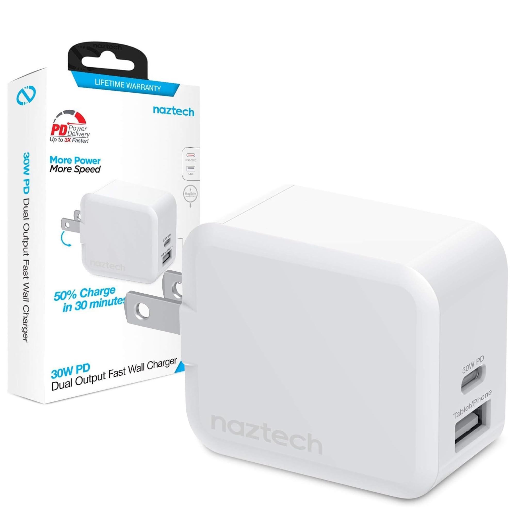 Amazon.com: Naztech 30W USB-C Charger Block & 12W USB Charger