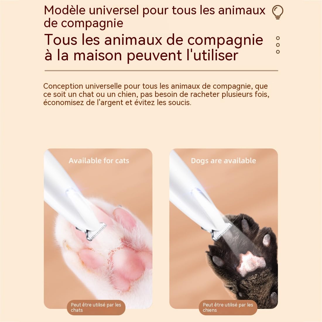 Tondeuse Silencieuse pour Chats – Hypoallergénique, Rechargeable Sans Fil, Précision Coussinets & Poils Emmêlés, Toilettage Professionnel Anti-Stress