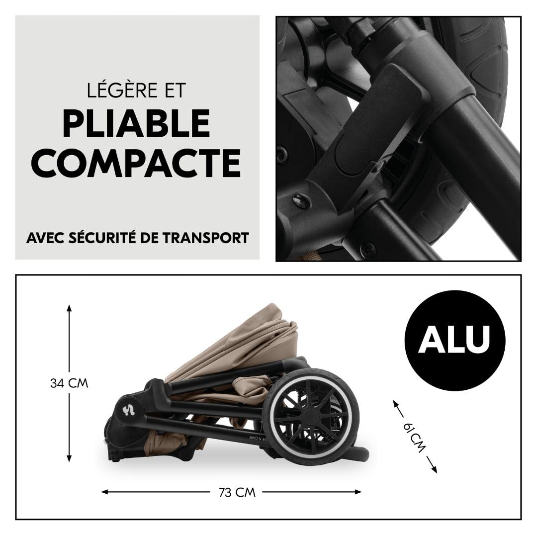 hauck Poussette 3 en 1 Move N Care avec Siege Auto Bebe et Nacelle – Mocha | Trio complet dès la naissance jusqu’à 22 kg I Inclus cosy hauck Drive N Care, nacelle bébé I Suspensions et siège réversible