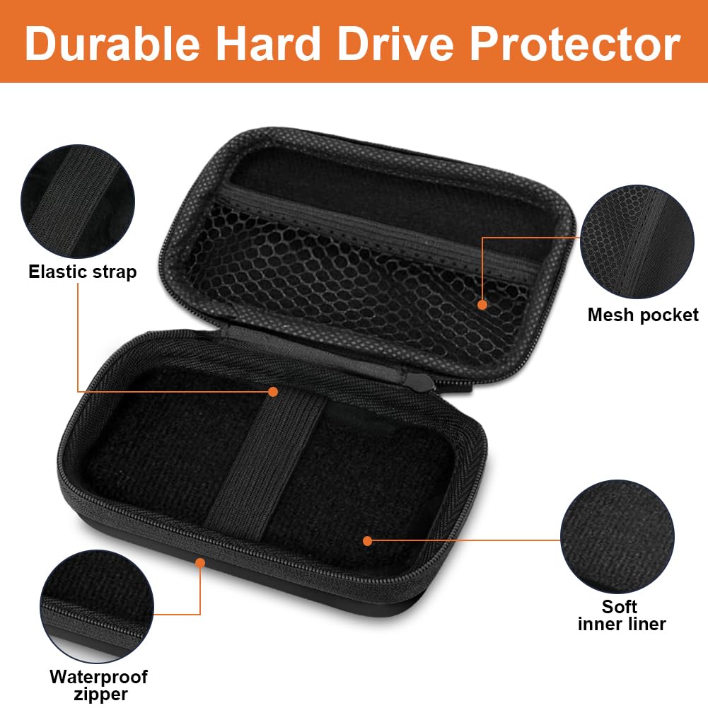 Custodia per Hard Disk, Custodia Hard Disk Esterno 2.5", Antiurto Rigida Cover Case, Borsa SSD HDD, Portatile Disco Esterno Protettiva, Nero
