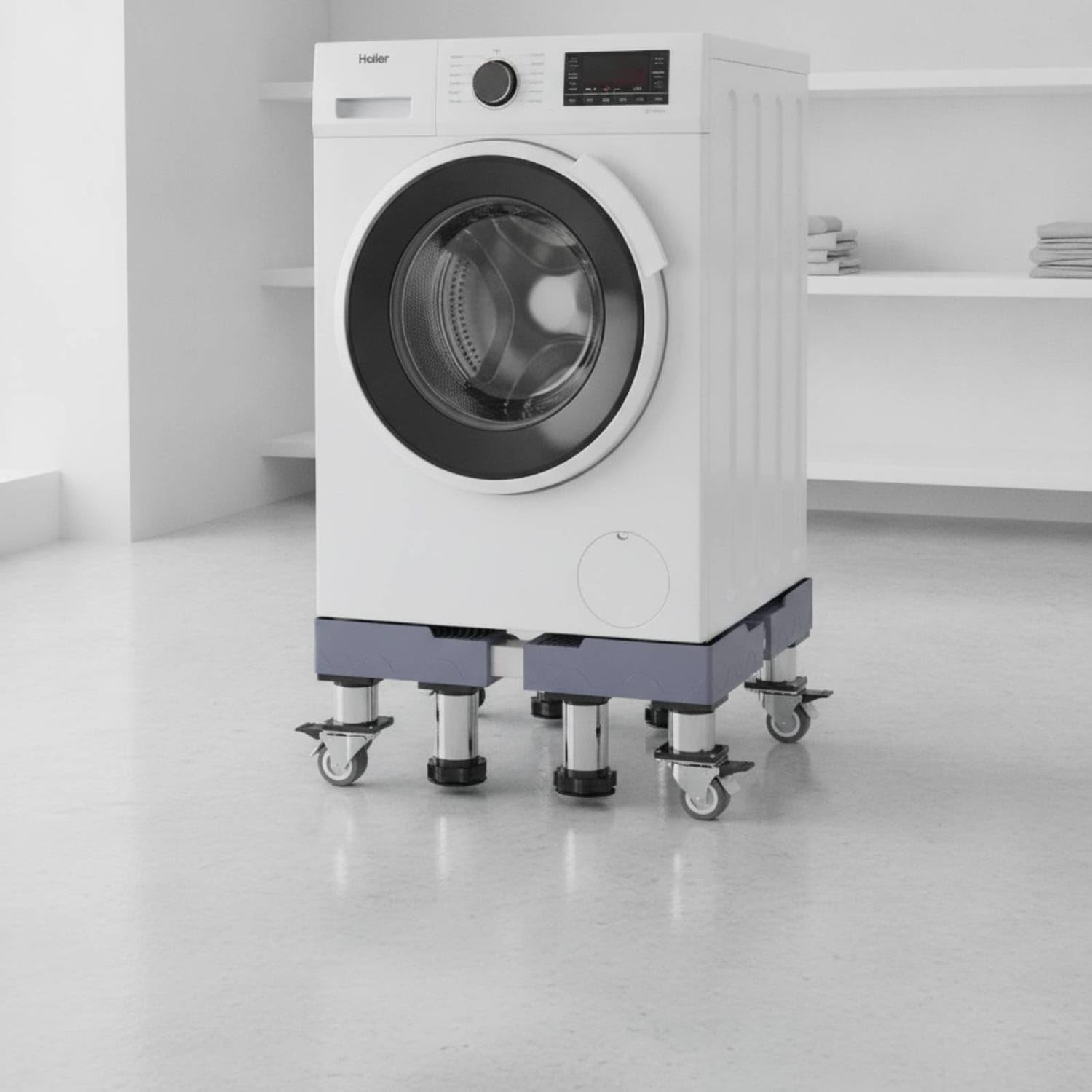 Mobile Washing Machine Stand with Wheels Heavy Duty Refrigerator Stand with Wheels Non Slip Washing Machine Base Low-Height for Laundry Room, Kitchen, 15CM, 8 Legs 4 Wheels-image-8