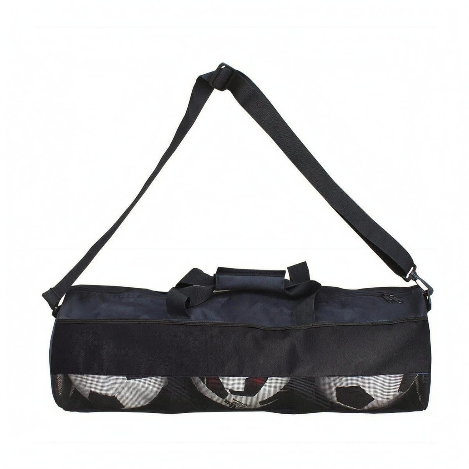 Zippered Top Soccer Ball Bag Metal Hardware Soccer Mesh Bag Athletic Storage, Black|Laundry Nets & Mesh Bags|Business & Industrial-image-28