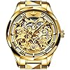 OUPINKE Men’s Skeleton Mechanical Watches Luxury Dress Automatic Self Winding Sapphire Crystal Waterproof Tungsten Steel…
