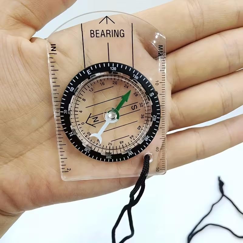 Brújula portátil multifuncional transparente para camping miniatura 3
