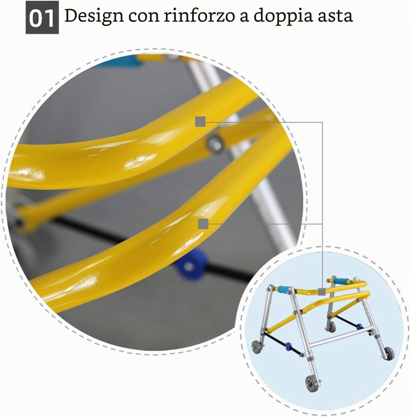 Gait trainer, deambulatore pieghevole per bambini a quattro ruote, camminatore di formazione in piedi carrello per esercizi di riabilitazione per fratture di disabilità (Size : 42-52cm)