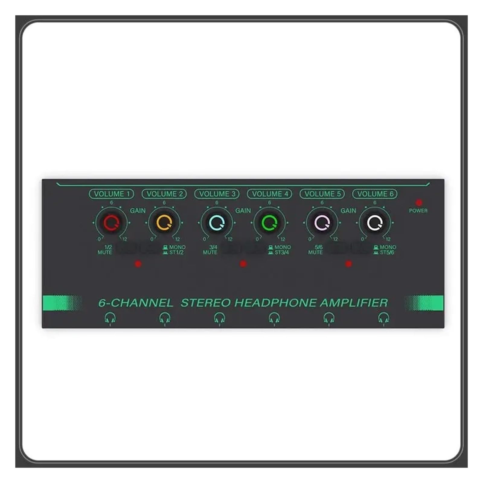 6 Channels Stereo Headphone Amplifier Interface Low Noise Sound Mixer Black Aluminum Alloy
