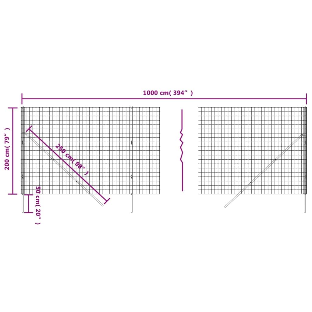 ShGaxin Cerca de Alambre de Acero galvanizado Gris Antracita 2x10 m, Malla Metalica, Malla Alambre, Alambre para Conejos, Vallas De Obra, Mallas para Gallinero, Malla Fina De Malla De Alambre 154214