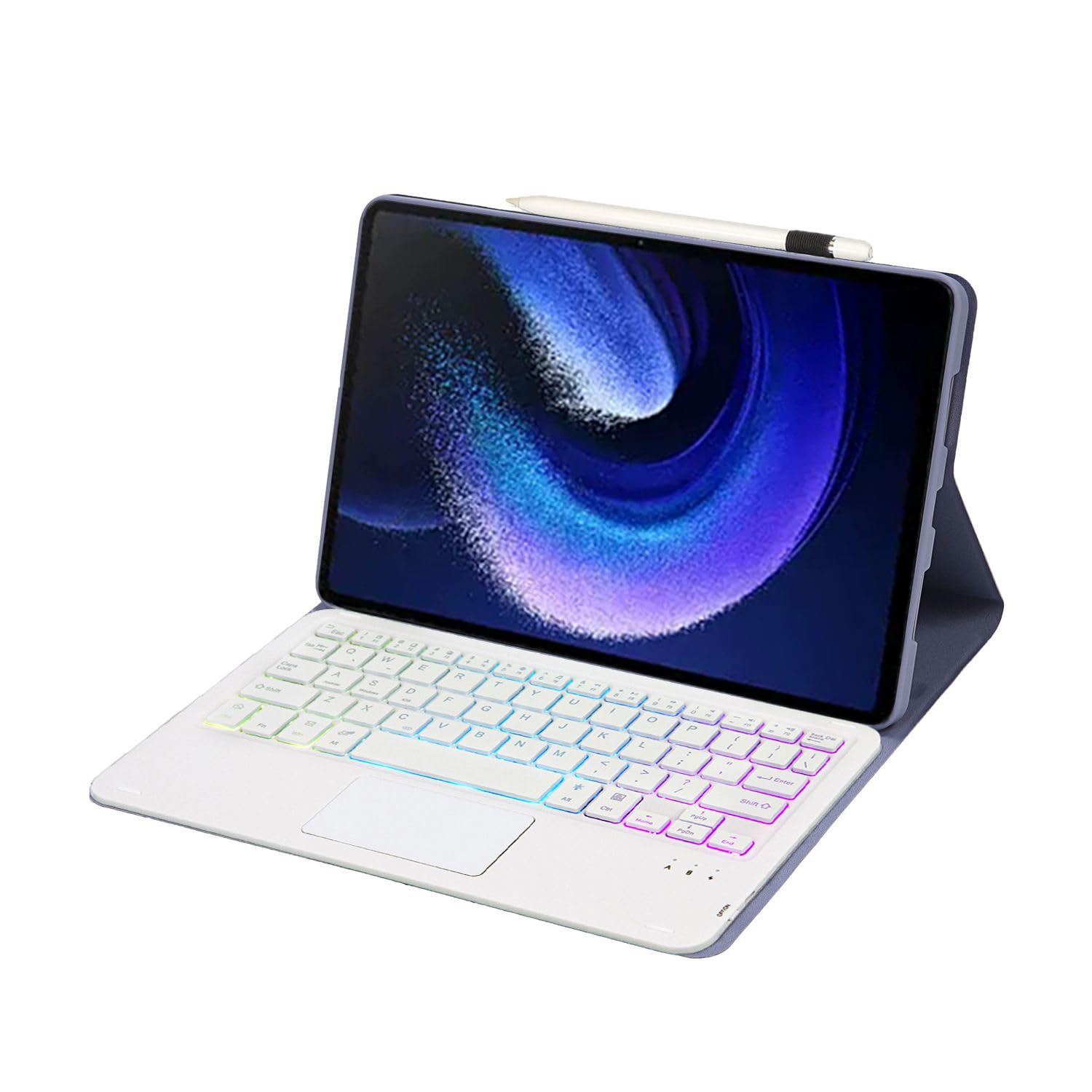 Etui z klawiaturą do Xiaomi Mi Pad 7/7 Pro 11.2" 2024, 7 kolorów podświetlenia, Odłączana Klawiatura Bezprzewodowa z Inteligentnym Touchpadem,Purple