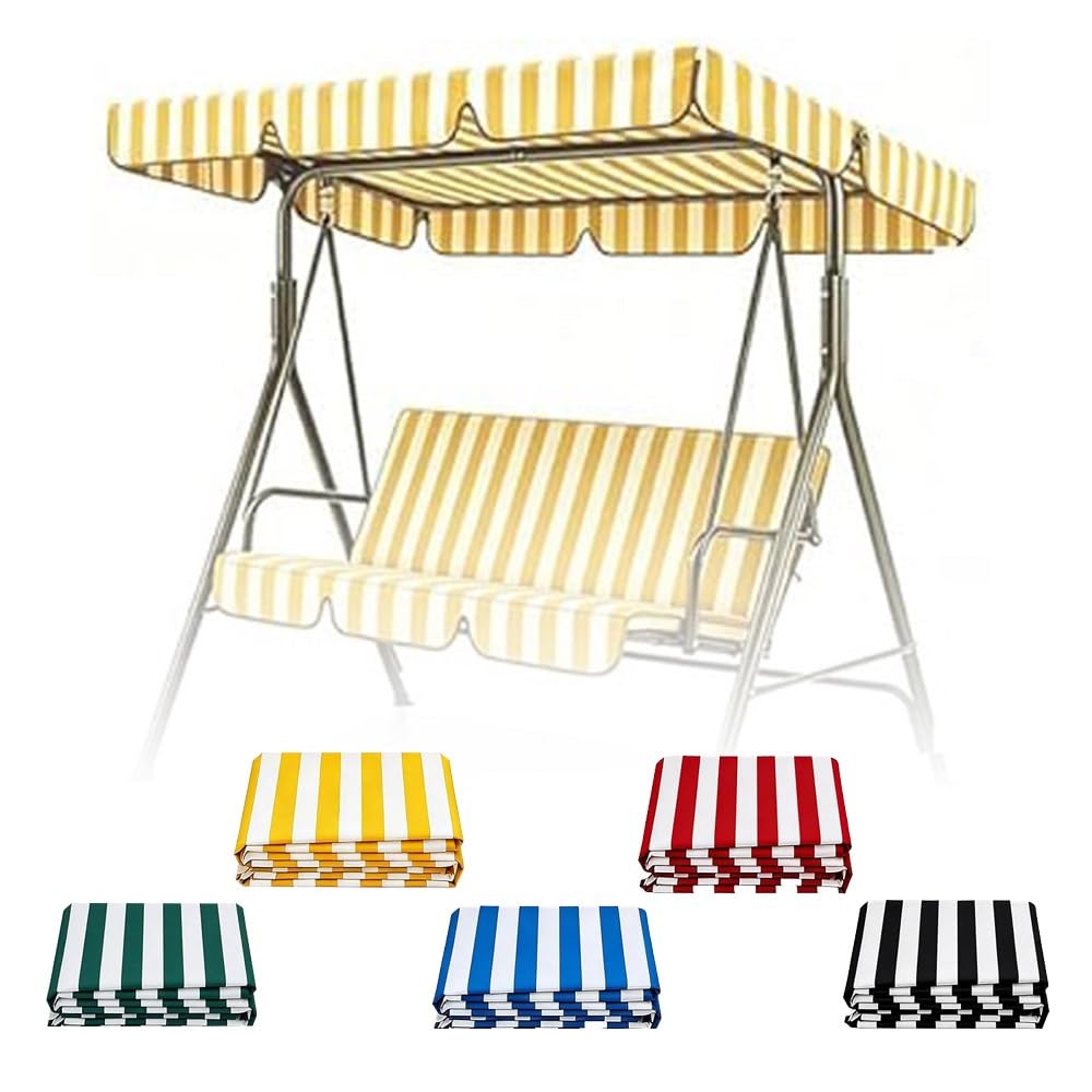 SMCMGECEUZ Garden Swing Canopy Replacement Cover Stripe Swing Replacement Canopy Top Covers, Outdoor Patio Porch Swing Top Covers 56 65 75 77 83 98in(Yellow,190x120cm(75x47in))