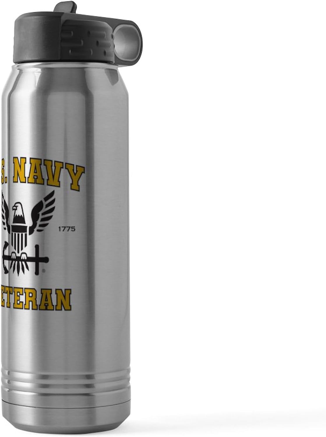 CafePress U.S. Navy Veteran Black And Gold 30 Oz Stainless Steel Water Bottle 30 oz (887 ml) Stainless Steel Water Bottle