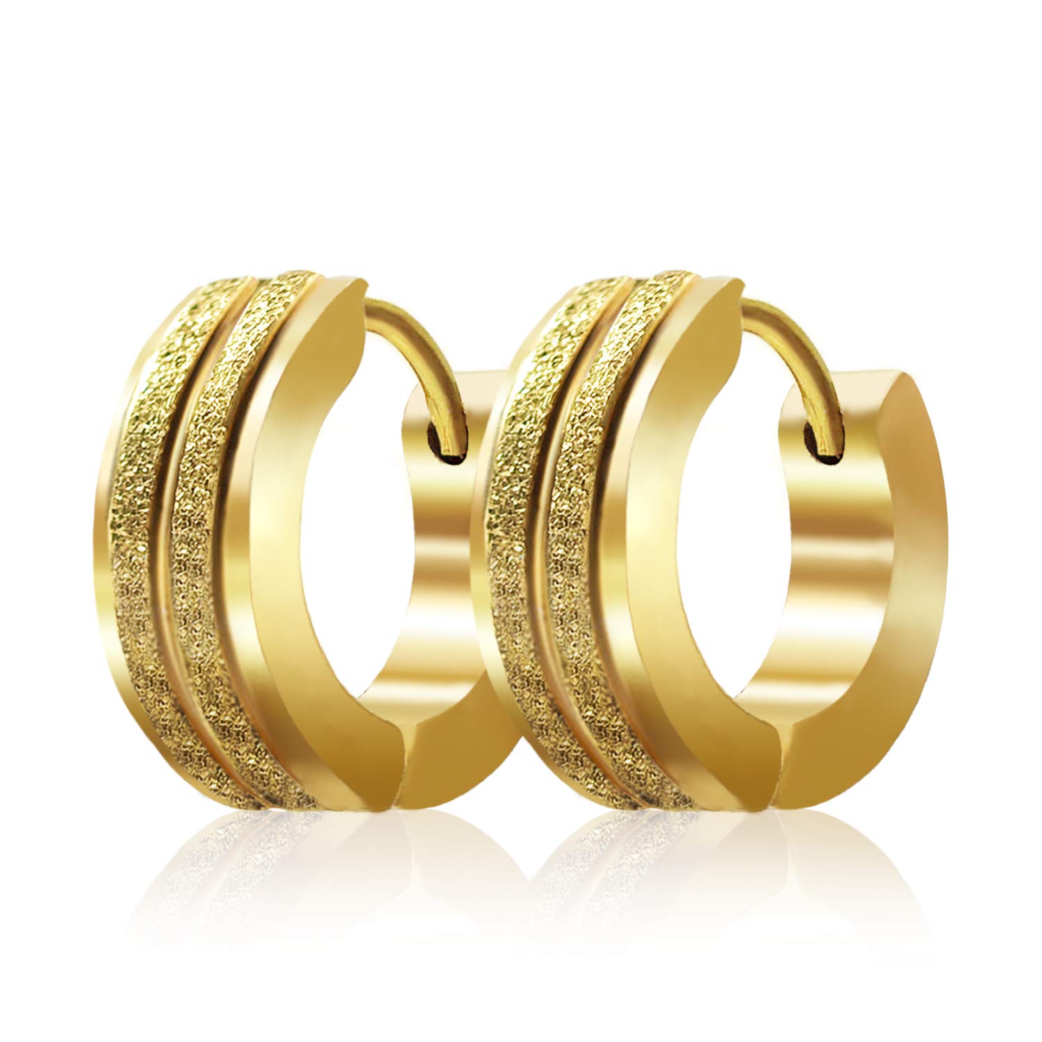 Stainless Steel Hoop Earrings For Men's Women's,Silver/Gold/Black/Blue Hypoallergenic Round Huggie Earrings,Fashion Punk Earrings Piercing Jewelry,Simple Stylish Loop Earring,Gift for Him Her Birthday