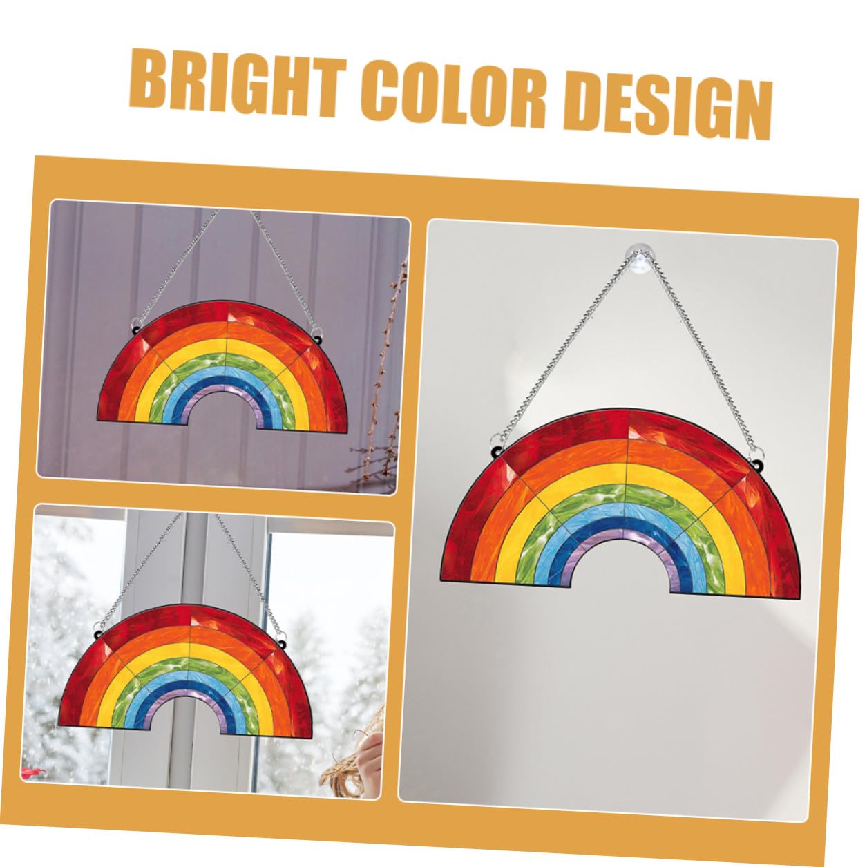 HANABASS 5 Sätze Regenbogen Acryl Anhänger mit Aufhängekette und Saugnapf Dekorativer Fensterdeko Prisma Langlebiger Bunter Hängeornament für Garten Wohnzimmer Büro und Balkon