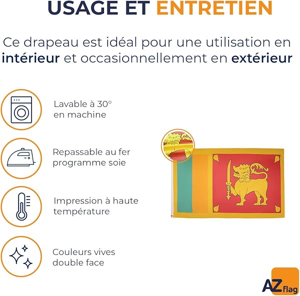 AZ FLAG - Drapeau Sri Lanka - 90x60 cm - Drapeau Sri Lankais 100% Polyester Avec Oeillets Métalliques Intégrés - Pavillon 50 g - 5