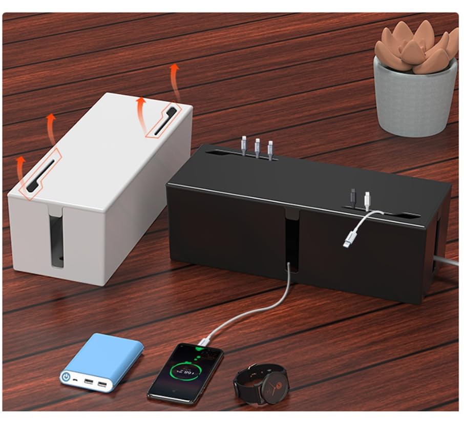 Pudełko do zarządzania kablami, schowek na kabel, organizer na przewody telewizyjne, komputer, router i koncentrator USB na biurko domowe biuro kuchnia, pudełko do przechowywania na biurko, dekoder
