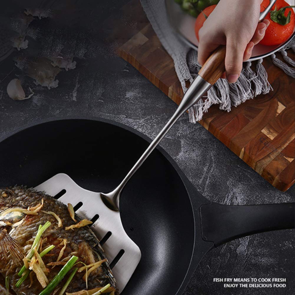 Küche Rutschfester Edelstahl-Fischbratspatel Leaky Shovel Steak Cookware (Color : A)