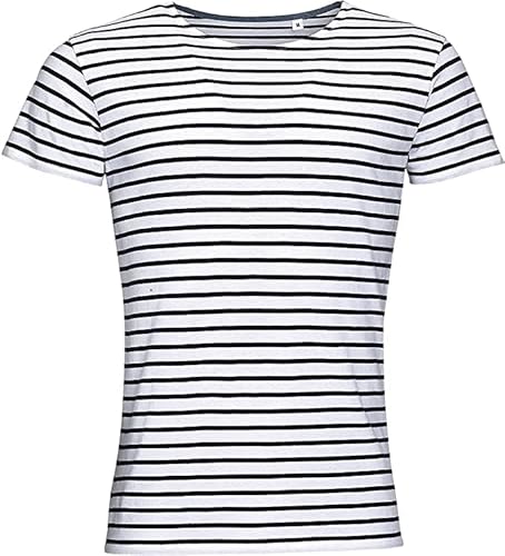Camiseta Marinera Hombre y Niño | Camiseta Mariniere de Manga Corta Azul Marino y Blanco Rayas | Camiseta de Ropa Hombre 100% Algodón |, azul, XXL alto