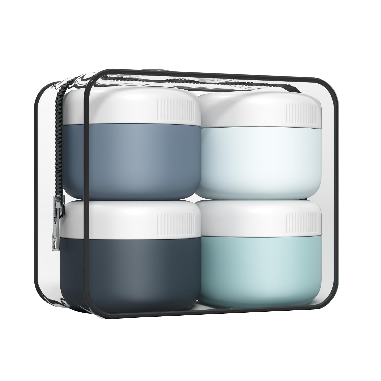 Aurdox Blue Travel Pots, Containers For Toiletries By Silicone Cream Jars With Spatulas Tool And Clear Bag,Tsa Approved Mini Travel Containers, Leak-Proof Essentials For Cosmetic 40Ml