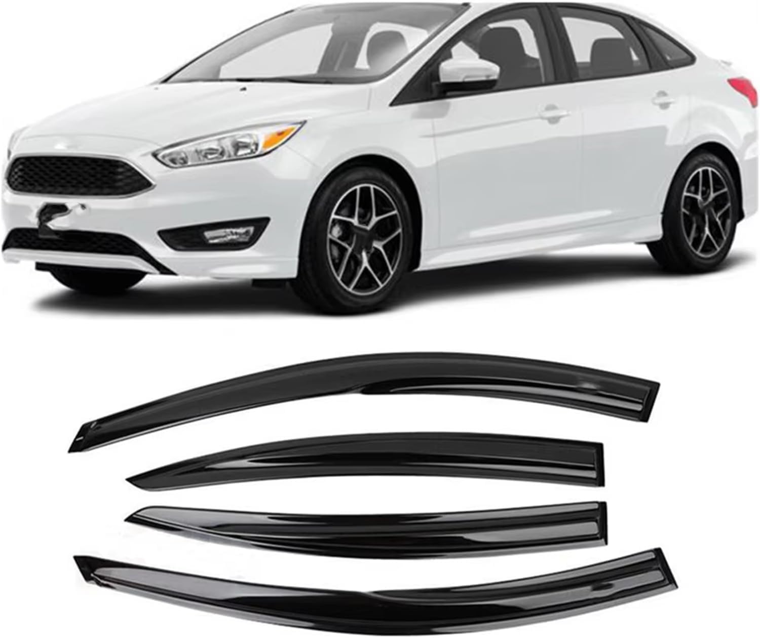 Plakdfuu Normal Wind Deflectors Rain Guards For Focus 3 Mk3 2012-2018 4Pcs, Side Window Visors Block Uv & Rain, Fresh Air Flow