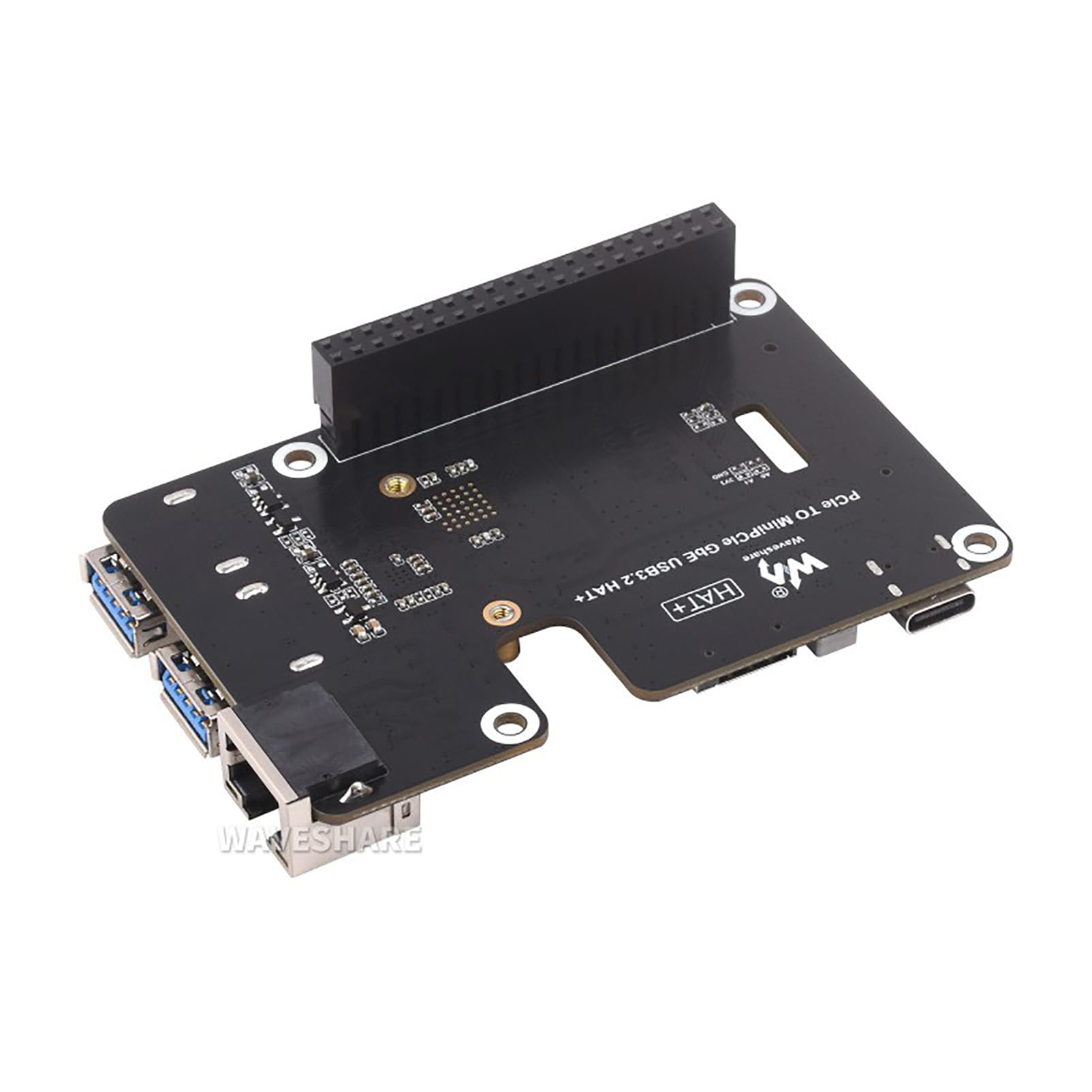 Adaptateur PCIe vers MiniPCIe / RJ45 Gigabit Ethernet/USB 3.2 Gen1 Port HAT pour Raspberry Pi 5 Prise en charge de l'interface MiniPCIe 4G Module réseau haute vitesse pour Raspberry Pi 5 HAT