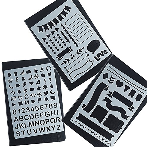 Deoot 3 Pcs Bullet Journal Stencil Set Planner Stencil for Journaling, Scrapbooking, Card and Art Projects