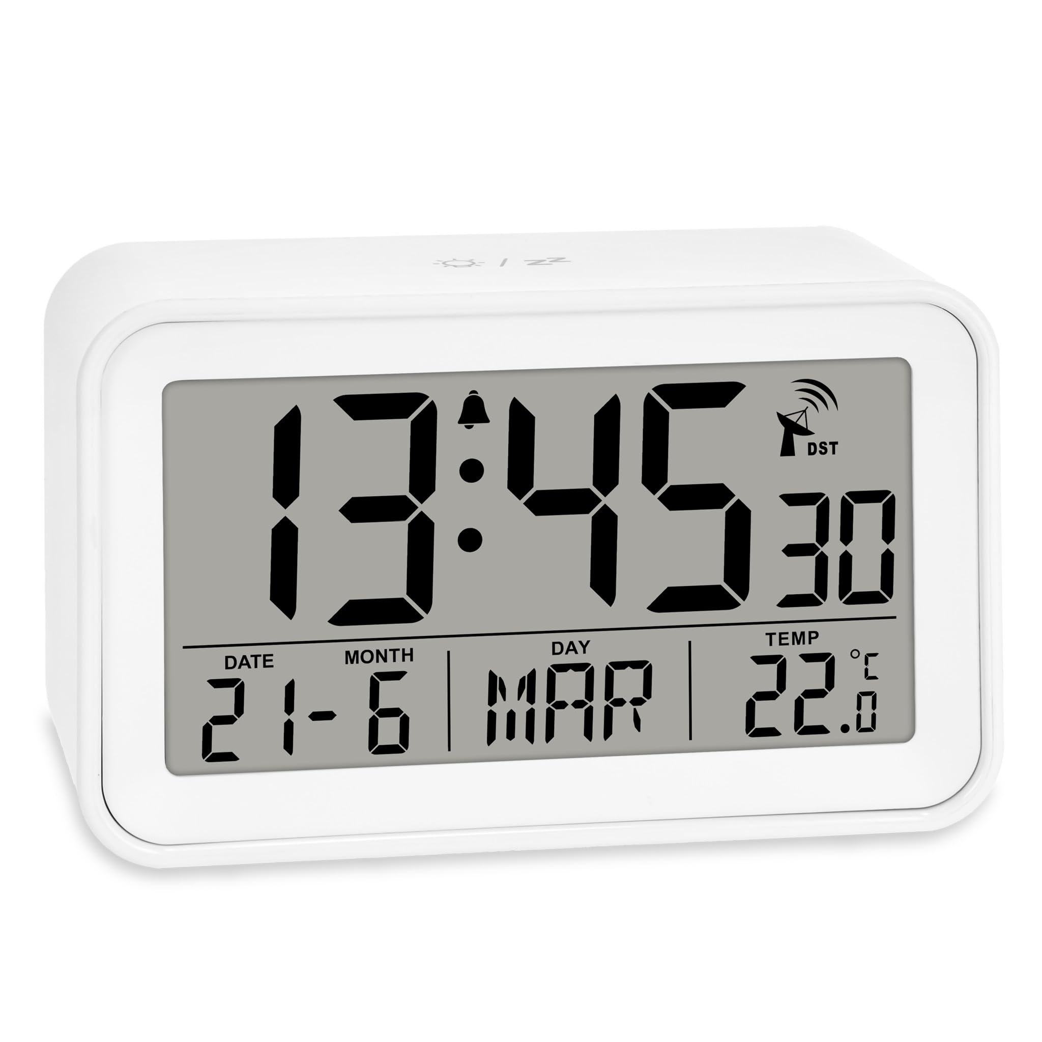 ADE Horloge numérique a Piles | reveil Radio piloté avec 2 Heures de réveil | Affichage de la température e humidité | réveil de Voyage | Fonction Snooze | Noir