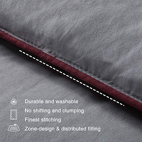 Sleep Zone Reversible Queen Size Cooling Comforter, Soft Breathable Bedding Down Alternative Comforter Warm For All Seasons, A Side Burgundy + B Side Grey #TOP4