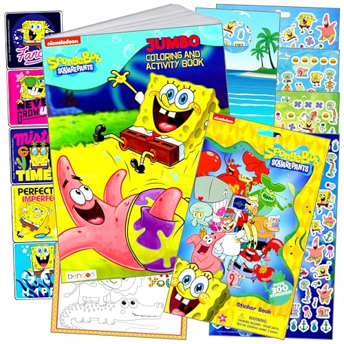 Image of Spongebob Squarepants Coloring and Stickers Activity Set with Coloring Book, Sponge Bob Stickers, and More