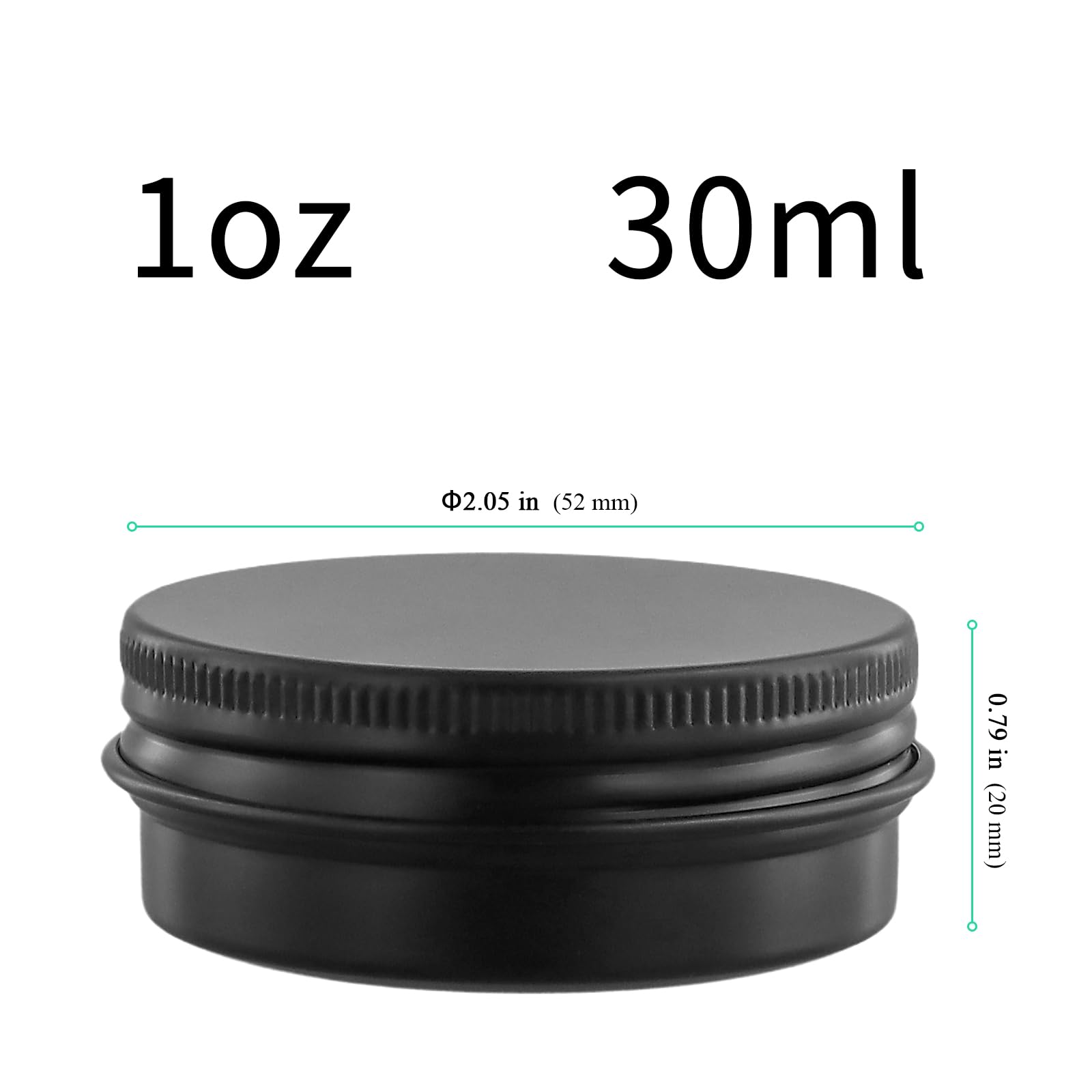 SENJEOK 60 PCS 30ml Black Aluminium Tin Jar, 52x20mm Aluminum Tin Containers with Lids, 1oz Round Candle tins for Candle Making, DIY Crafts - Image 2