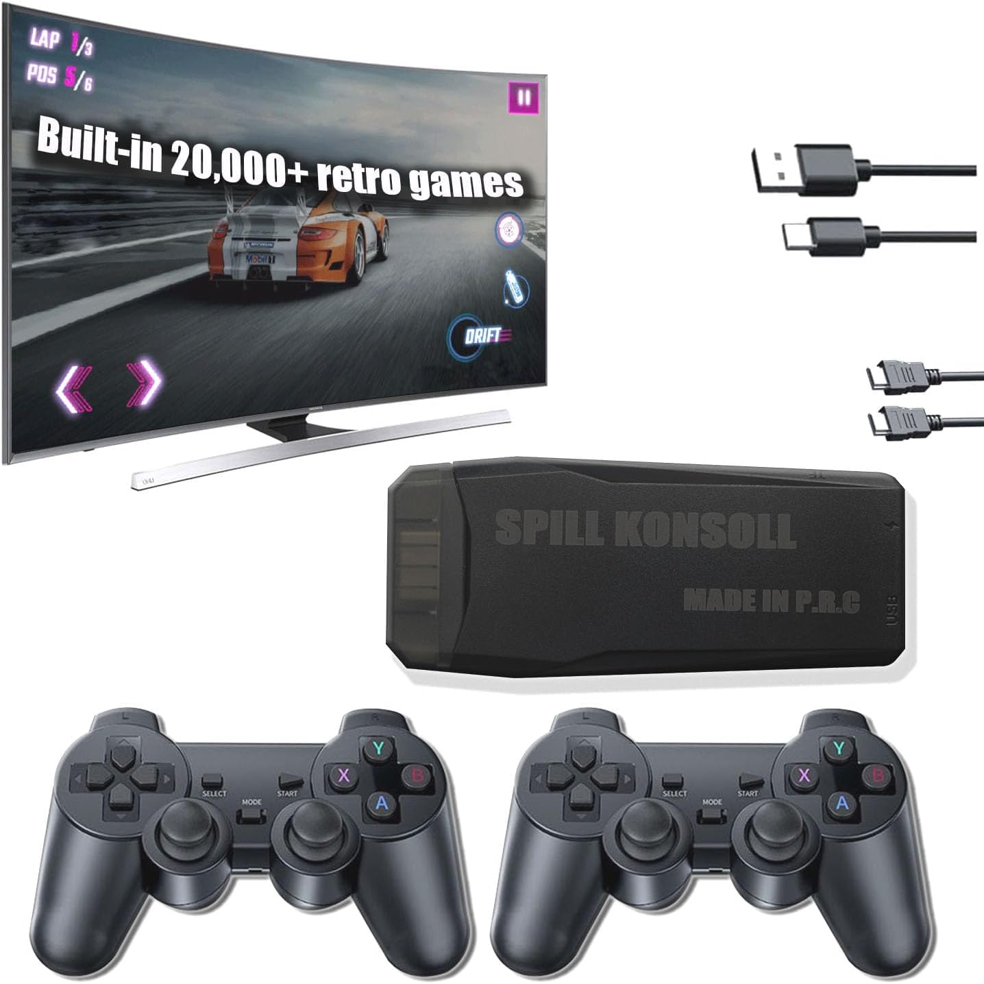 2025** Gaming System | Plug & Play Video TV Game 4K Ultra HD Game Stick with 21,000+ Games Built-in, 9 Emulators & Wireless 2 Controllers for Kids (5 Years to 16 Years) (21000 Video Game)