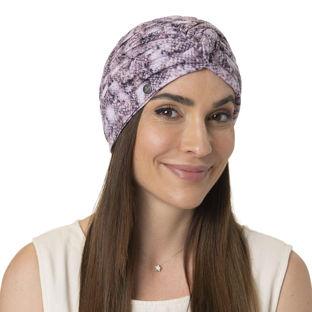 LIERYS Turbante Snake Print Donna - Made in The EU Cotone Fazzoletto da Testa con Fodera Estate Primavera/Estate