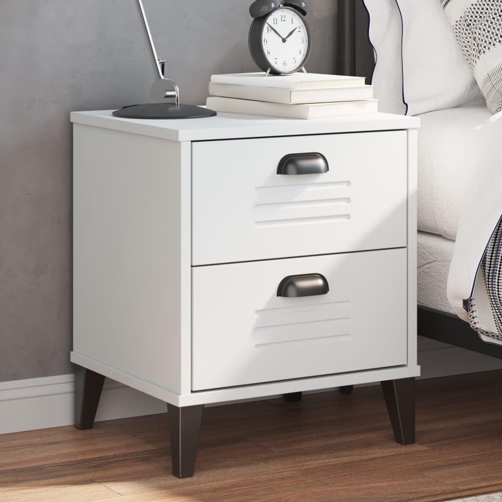 Mesa de Noche Industrial con Amplio Almacenamiento, Diseño Elegante para Dormitorio o Sala de Estar, Material de Madera de Ingeniería Resistente y Fácil de Limpiar