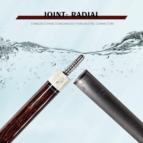 Miniatura 4 de Taco de billar 100% fibra de carbono de 19 a 20 onzas, peso ajustable, 2 piezas, barra de billar de baja desviación con punta de cuero de 0.488 in,