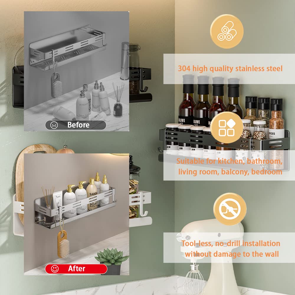 Estante De Baño Sin Perforaciones, Artefacto De Almacenamiento, Soporte Para Champú, Estantes Para Ducha, Montaje En Pared, Cesta De Almacenamiento Para Cocina, Estante Para Cosméticos Compra Barata En