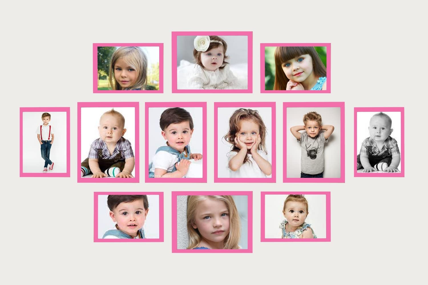 KDM HOME DECOR collage Photo Frame Set of 12 Yellow Color 6 pcs 4x6, 6 Pcs 6x8 Inch flexiable Glass (acrylic) & synthetic wood customized Modern Collage Frames for Wall Hanging
